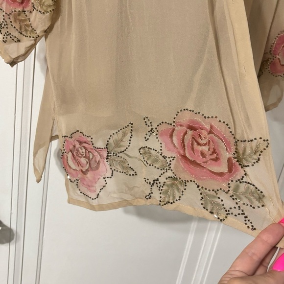 Avenue of omens 2 pc 100% silk top size 22-24 - Picture 6 of 11